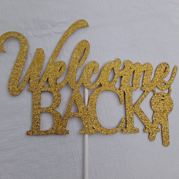 Welcome Back Cake Topper Gold Sparkle Keys - Picture 3 of 6